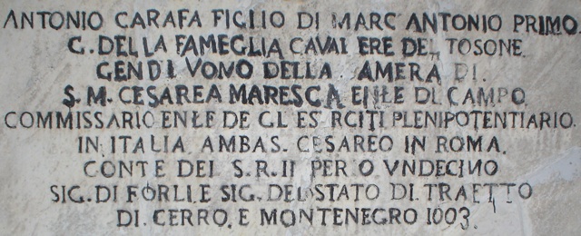 Forli del Sannio: Epigrafe dedicata ad Antonio Carafa